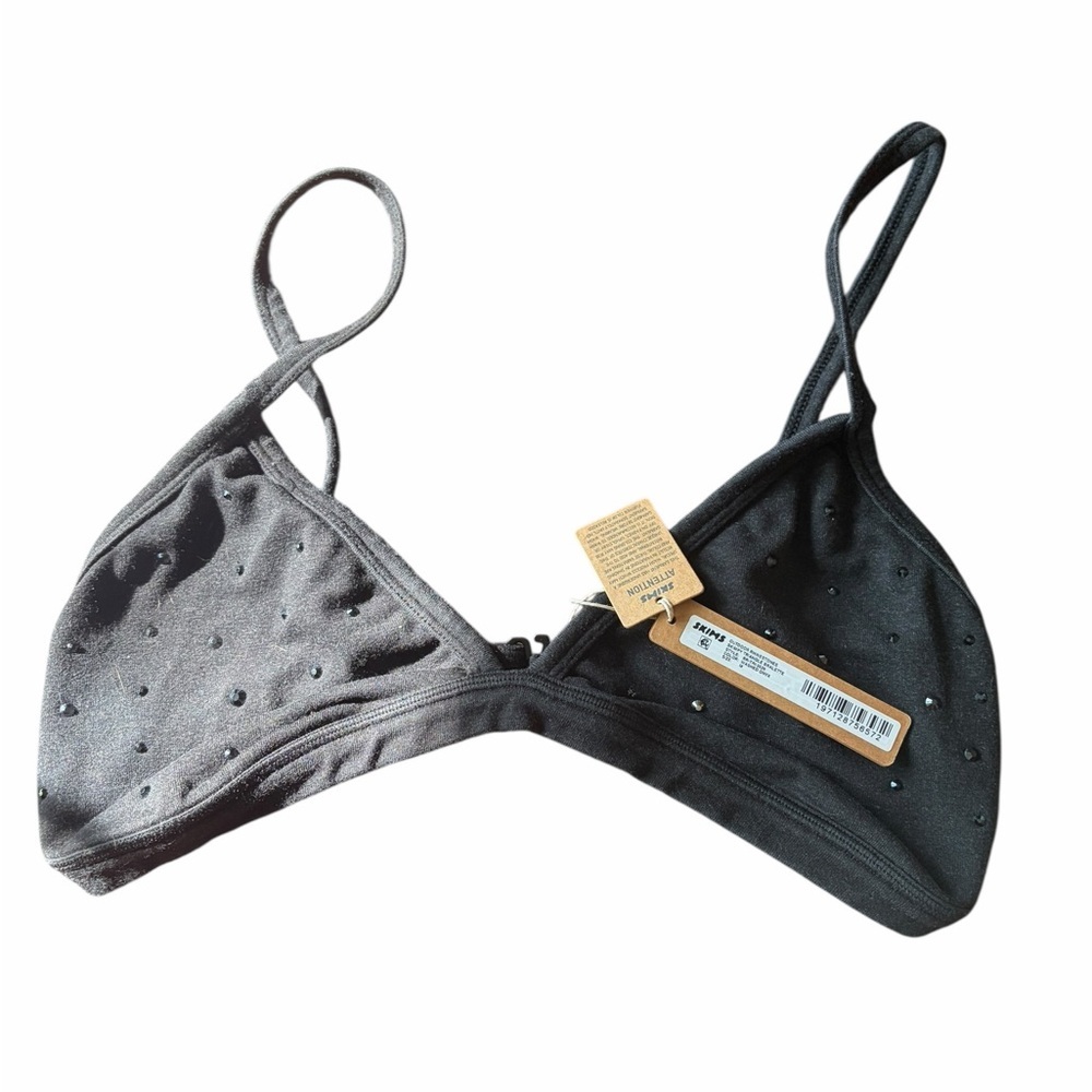 SKIMS Outdoor Rhinestone Triangle Bralette – Washed Onyx. Medium. NWT